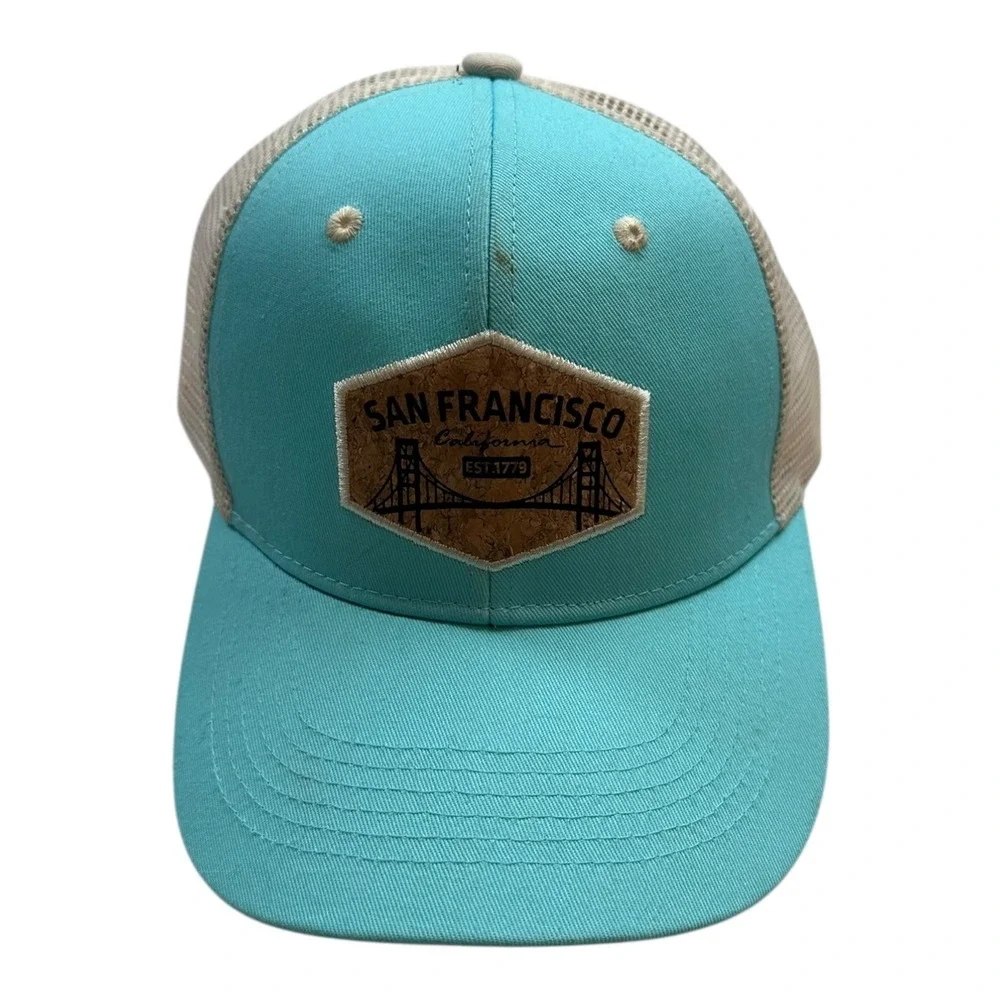 Turquoise San Francisco California Bridge‎ Mesh Trucker Hat One Size Fits All